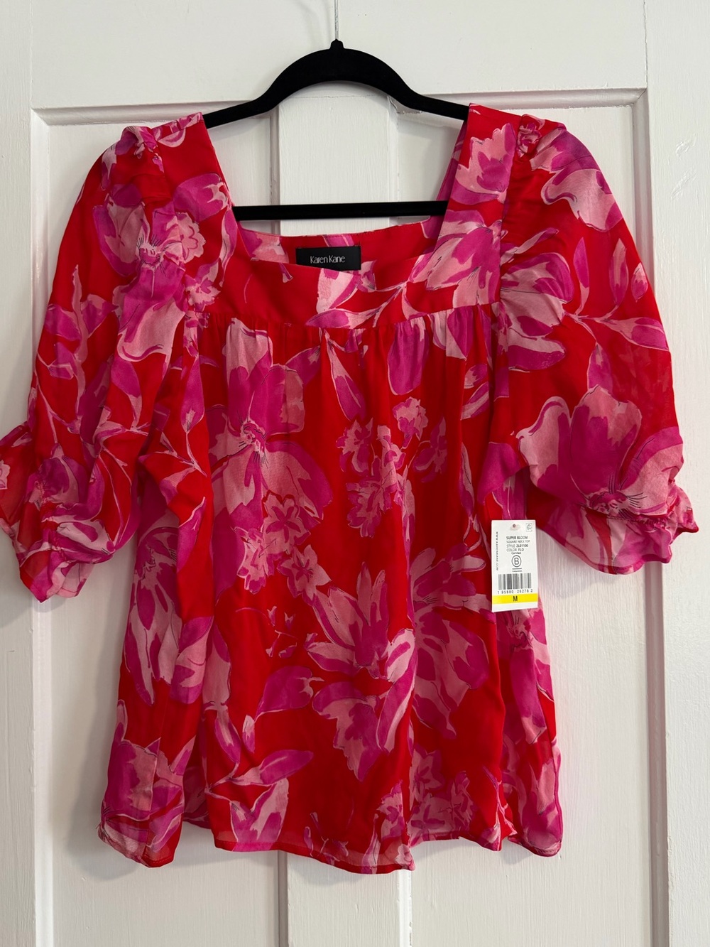 Karen Kane Floral Square-Neck Blouse Medium - Picture 2 of 12